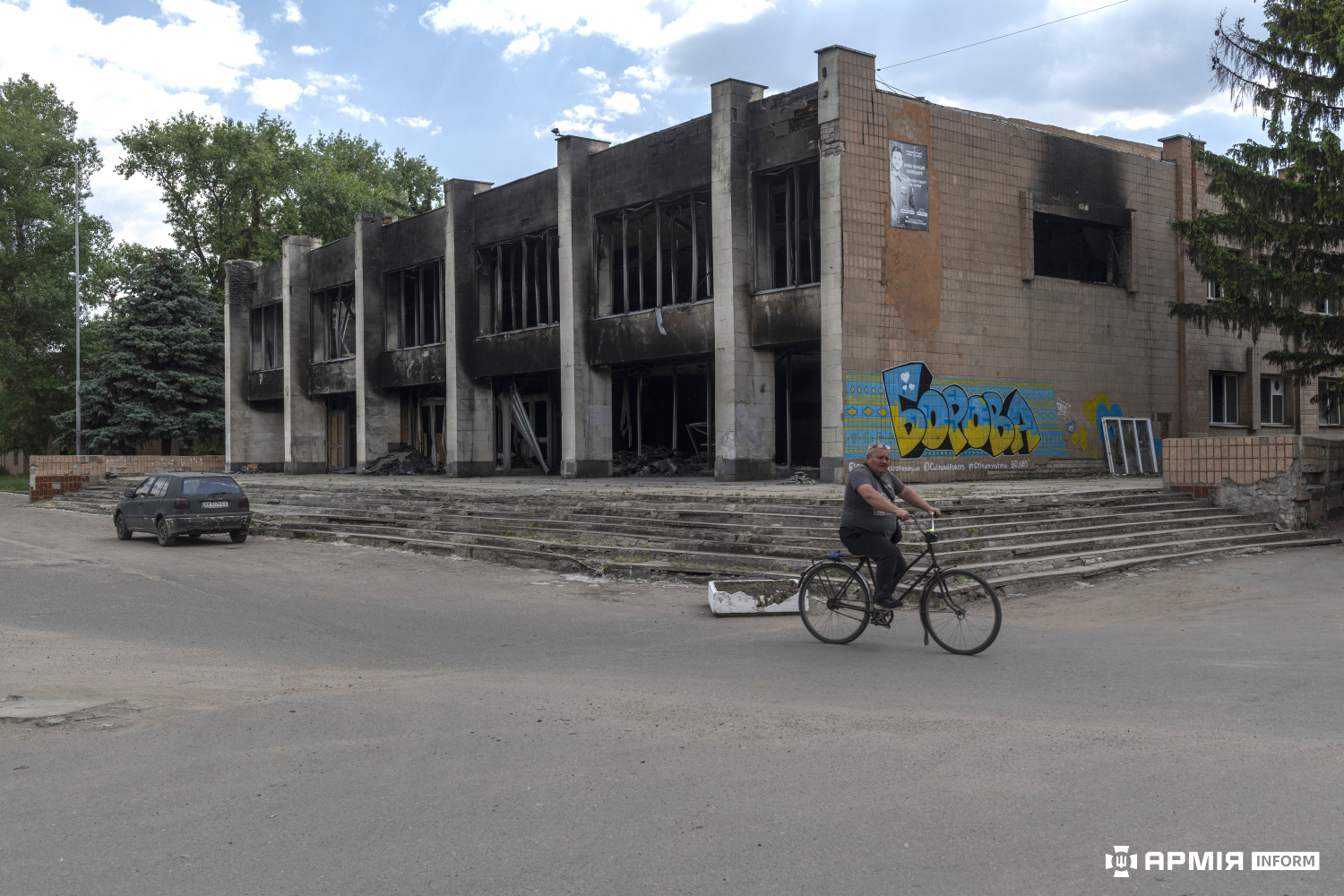 russians stormed empty houses cameras—26 km town claimed take top general announced its liberation · post bombed-out house culture borova settlement kharkiv oblast after russian drone attacks bombing 2023–2024 2024