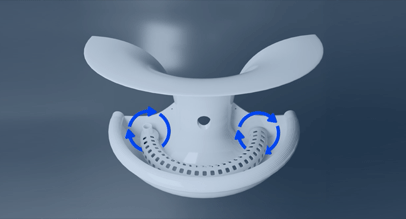 Digital model of a compact feeder designed to attach to external air conditioning units, channeling condensation into a small drinking point for birds. Image: Drops For Life