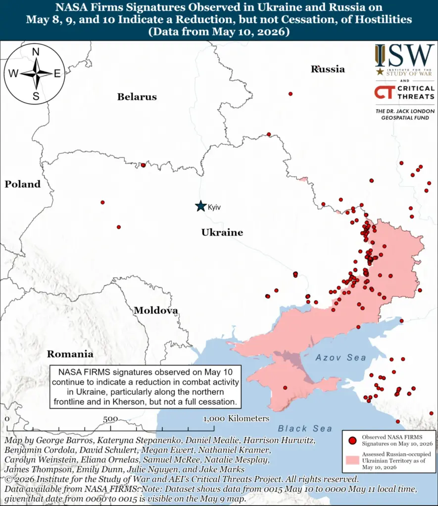 isw russia's victory day ceasefire reduced combat didn't stop · post nasa firms satellite fire-detection signatures observed ukraine russia 8-10 2026 indicate reduction cessation hostilities during 9-11 nasa-firms-signatures-observed-in-ukraine-and-russia-on-may-8-9-and-10-indicate-a-reduction-but-not-cessation-of-hostilities-data-from-may-10-2026-1327x1536 news ukrainian