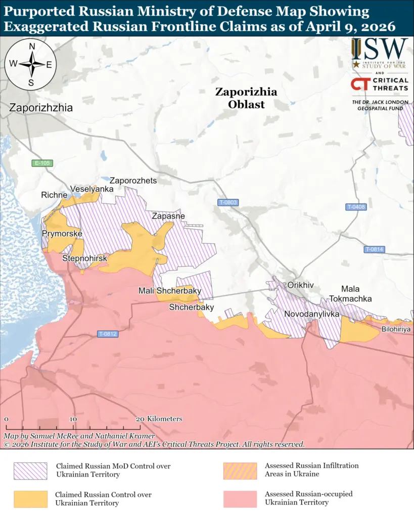 ISW: Russian generals feed the Kremlin a false picture: leaked map claims towns that were never captured