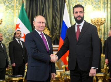 Syrian President Ahmed al-Sharaa and Russian President Vladimir Putin in Moscow, 28 January 2026.