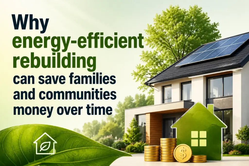 Why energy-efficient rebuilding can save families and communities money over time