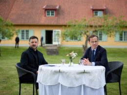 ukraine assembles european coalition stop russian ballistic missiles · post ukrainian president volodymyr zelenskyy (left) swedish prime minister ulf kristersson during meeting airbase uppsala sweden 28 2026 working visit swede