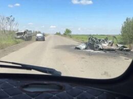 ukraine launches logistics lockdown program $113 million middle-strike drones against russian rear · post destroyed military vehicles mariupol-melitopol road occupied southern telegram/@ukraine_context deep behind lines трасою маріуполь-мелітополь tg ukraine_context news