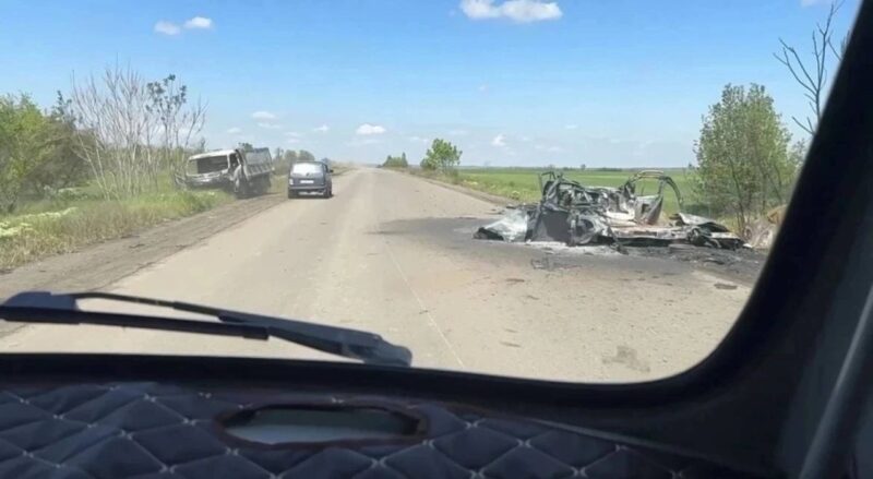 ukraine launches logistics lockdown program $113 million middle-strike drones against russian rear · post destroyed military vehicles mariupol-melitopol road occupied southern telegram/@ukraine_context deep behind lines трасою маріуполь-мелітополь tg ukraine_context news