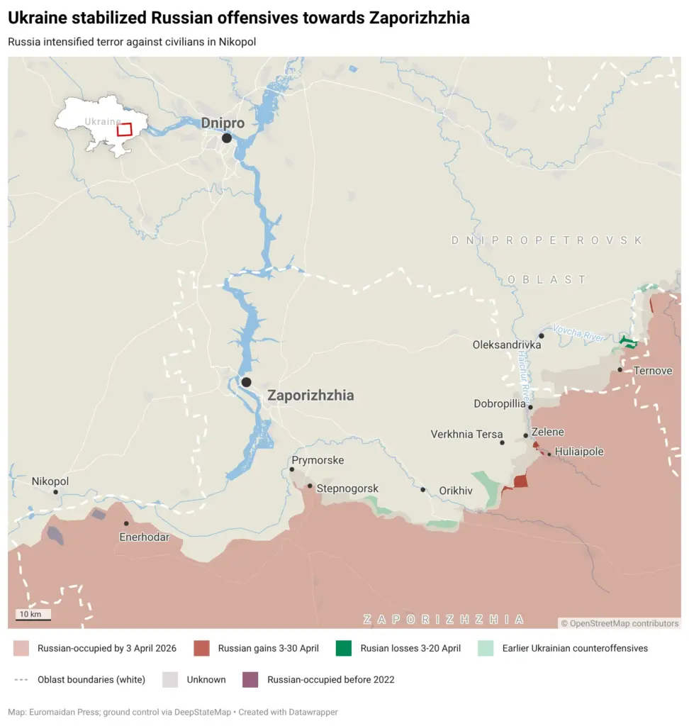 Russian offensive April Zaporizhzhia Nikopol occupation