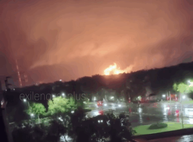 Fire at Nevinnomyssk Azot chemical plant in Russia’s Stavropol Krai following reported drone attack. Screenshot from video: Exilenova+