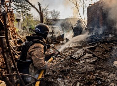 russia wanted 9 ceasefire kyiv announced one starting earlier killed woman kindergarten hit 1820 times · post rescuer extinguishes fire private home russian shahed drone kharkiv's novobavarskyi district 6 2026