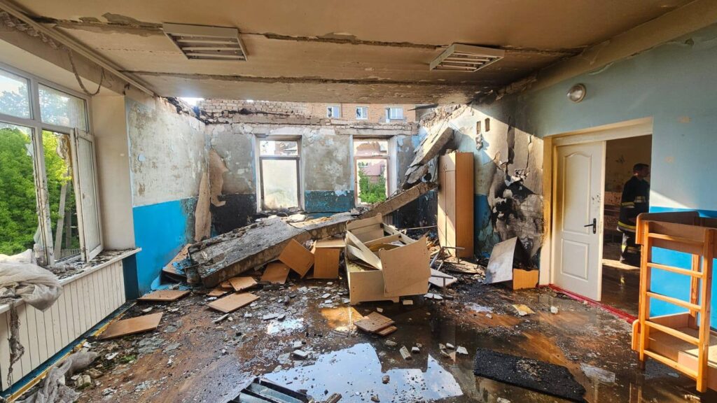 kyiv oblast kindergarten hit hours after russia's ceasefire ended · post inside kalynivka community fastiv district damaged russian drones overnight 12 2026 administration ukraine news ukrainian reports