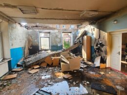 kyiv oblast kindergarten hit hours after russia's ceasefire ended · post inside kalynivka community fastiv district damaged russian drones overnight 12 2026 administration ukraine news ukrainian reports