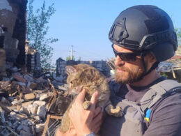 Lachlan Campbell helped pull cats and dogs out of Russia's war zone in eastern Ukraine. Photo: Nina Ley