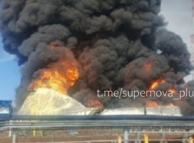 ukraine hits kirov junction routes siberian crude baltic plus refinery oil depot elsewhere russia · post fire engulfs facility lazarevo oil-pumping station following ukrainian drone strike oblast 31 2026 supernova+