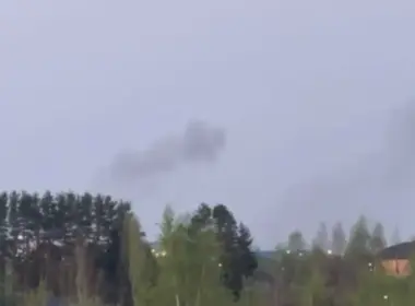 Smoke over the military complex in Naro-Fominsk. Photo: Screenshot from a video (Exilenova+)