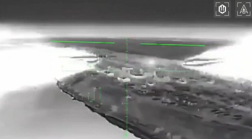 russian air-defense crews now hunted ukraine bolts rocket pods its long-range drones · post thermal view ukrainian drone firing unguided rockets ground target near myrnyi occupied crimea drone's green targeting