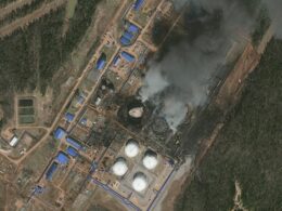 Satellite images show the aftermath of Ukrainian drone strikes on the Russian Perm linear production and dispatch station. Source: Exilenova+
