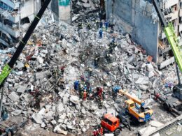A Kyiv residential building destroyed by a Russian strike on 14 May 2026. Source: The State Emergency Service