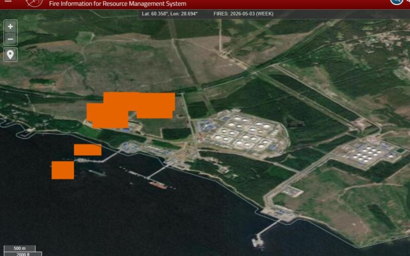 primorsk takes torch tuapse nasa satellites confirm fresh fires russia's largest baltic oil export terminal · post firms satellite fire-detection data active fire signatures leningrad oblast morning 3 2026 ukraine
