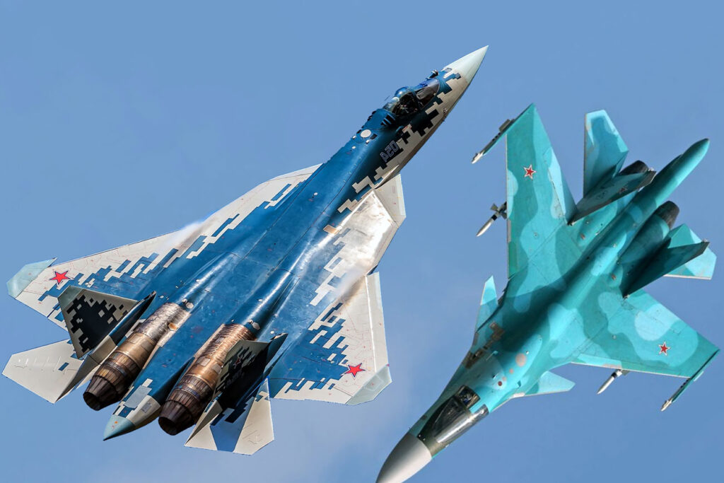 russia kept its fifth-generation su-57 stealth fighter near urals — ukrainian drones found anyway · post left sukhoi felon jet (photo rosoboronexport) right su-34 (the overblurred sky original aviarfru) collage