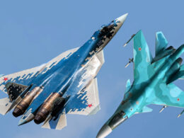 russia kept its fifth-generation su-57 stealth fighter near urals — ukrainian drones found anyway · post left sukhoi felon jet (photo rosoboronexport) right su-34 (the overblurred sky original aviarfru) collage