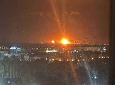 volgograd refinery key yaroslavl oil-pipeline station struck one night · post fire glows over after ukrainian drone strike lukoil oil russia 29 2026 exilenova+ ukraine's defense forces string targets deep