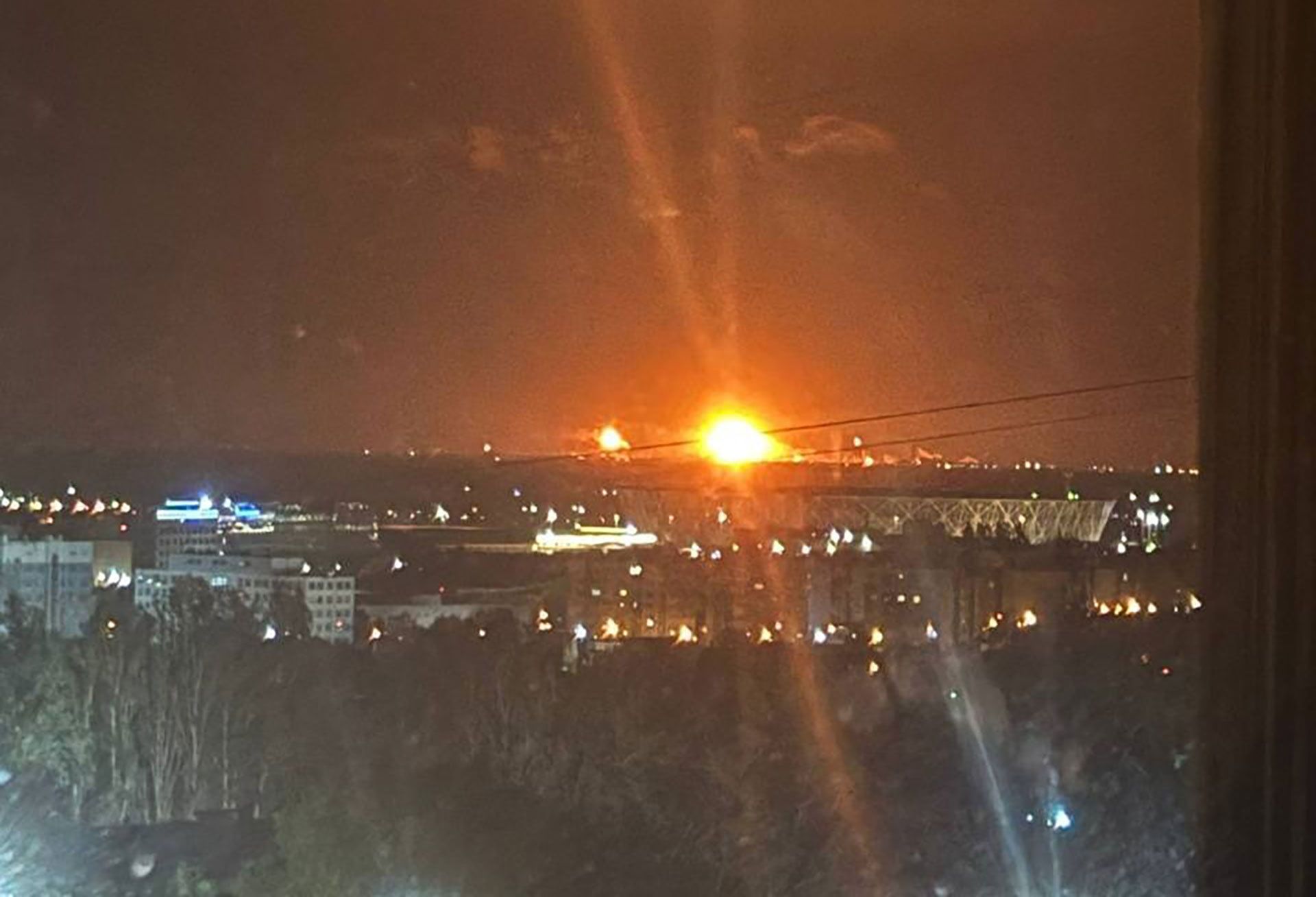 volgograd refinery key yaroslavl oil-pipeline station struck one night · post fire glows over after ukrainian drone strike lukoil oil russia 29 2026 exilenova+ ukraine's defense forces string targets deep