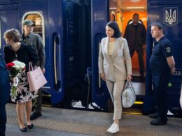 belarus's exiled opposition leader holds first ever kyiv visit free — minsk train ticket reads · post sviatlana tsikhanoŭskaya arrives station ukraine 25 2026 білоруська опозиціонерка світлана тихановська прибула з