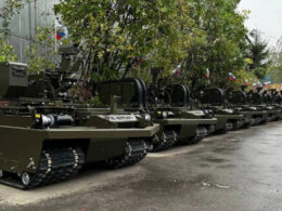 ukraine just added new line its russian-losses tally ground robots count starts 1306 · post russian kurier robotic systems lined up presentation liga російські наземні роботи кур'єр ілюстративне фото news