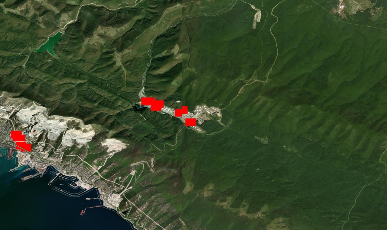 russian crude reaches sea through tunnels under mountain ridge—and ukraine hit storage end near novorossiysk · post nasa firms satellite data fire hotspots (the red squares top right) grushovaya oil