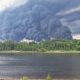 ukrainian drones torch russia's strategic wartime fuel reserves rybinsk explosives-linked chemical plant tula oblast · post thick smoke rises multiple points conflagration rosrezerv kombinat temp oil depot yaroslavl russia after