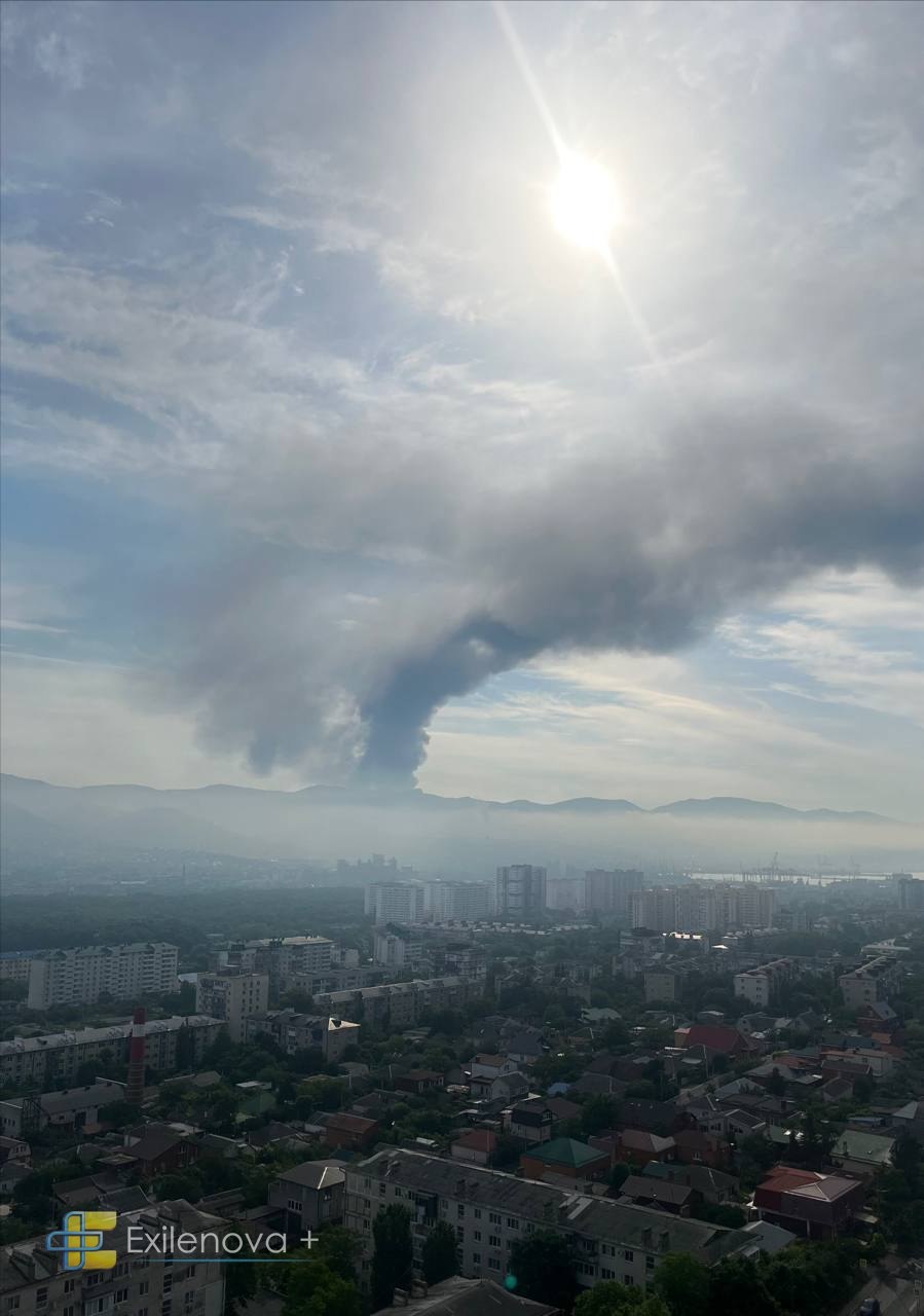 russian crude reaches sea through tunnels under mountain ridge—and ukraine hit storage end near novorossiysk · post smoke burning grushovaya oil depot drifts over after ukrainian drone strike 8 2026