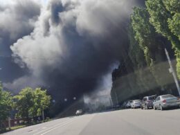 voronezh factory feeds pantsir iskander-k kh-101—and now it's fire · post thick smoke billows over street residents watch following reported strike vzpp-s plant russia 22 2026 5316704522568669592 ukrainian forces struck