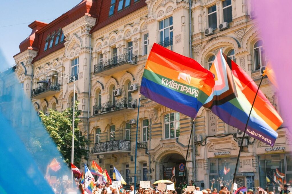 Participants take part in the KyivPride march in central Kyiv on 21 June, 2026. Photo: KyivPride