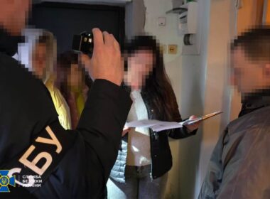 ukraine arrests eight people accused cheering russian strikes inside country · post security service officers serve notice suspicion detained suspect during roundup alleged pro-russian agitators 729838729_1521211976121461_8321418010858582607_n news ukrainian reports