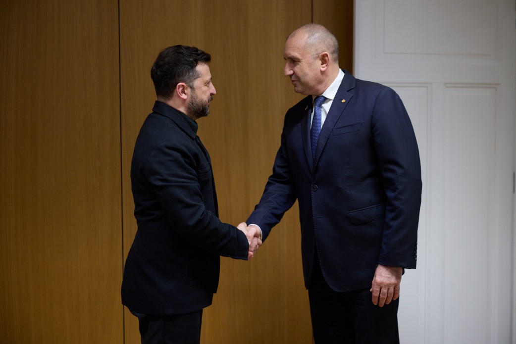 eu leaders agree renew russia sanctions full year first time bulgaria's pro-russian leader vows veto next batch · post president ukraine volodymyr zelenskyy (left) meeting prime minister bulgaria rumen radev