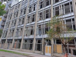 damaged building of elektron in lviv