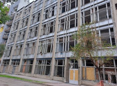 damaged building of elektron in lviv