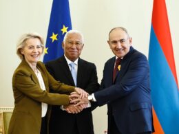 European Commission President Ursula von der Leyen, European Council President António Costa, and Armenian President Nikol Pashinyan at Armenia-EU Summit on 5 May 2026. Photo: Nikol Pashinyan on X