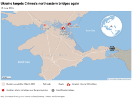 ukrainian drones hit two northeastern bridges occupied crimea overnight again cutting main supply road · post crimea's connection points mainland ukraine euromaidan press wyzmq-ukraine-targets-crimea-s-northeastern-bridges-again- news reports