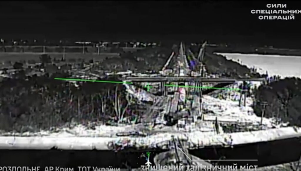russia sent repair team fix bombed rail bridge crimea—ukraine's drones were waiting · post destroyed railway over north crimean canal near rozdolne occupied crimea 2026 video ukraine's special operations forces