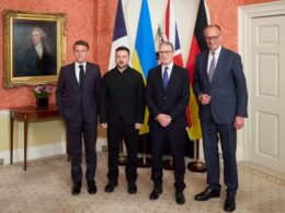 britain france germany back ukraine's peace terms press putin ceasefire · post left right french president emmanuel macron ukrainian volodymyr zelenskyy uk prime minister keir starmer german chancellor friedrich merz