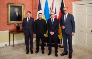 britain france germany back ukraine's peace terms press putin ceasefire · post left right french president emmanuel macron ukrainian volodymyr zelenskyy uk prime minister keir starmer german chancellor friedrich merz