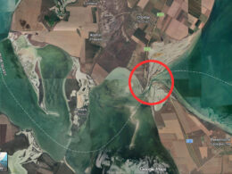 chonhar bridge linking occupied kherson oblast crimea closed again after second attack two days · post location circled chonhar-bridge-google-maps ukraine news ukrainian reports