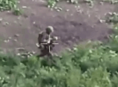 Russian soldier seen by Ukrainian drone before strike, June 2026. Screenshot from video: Madyar
