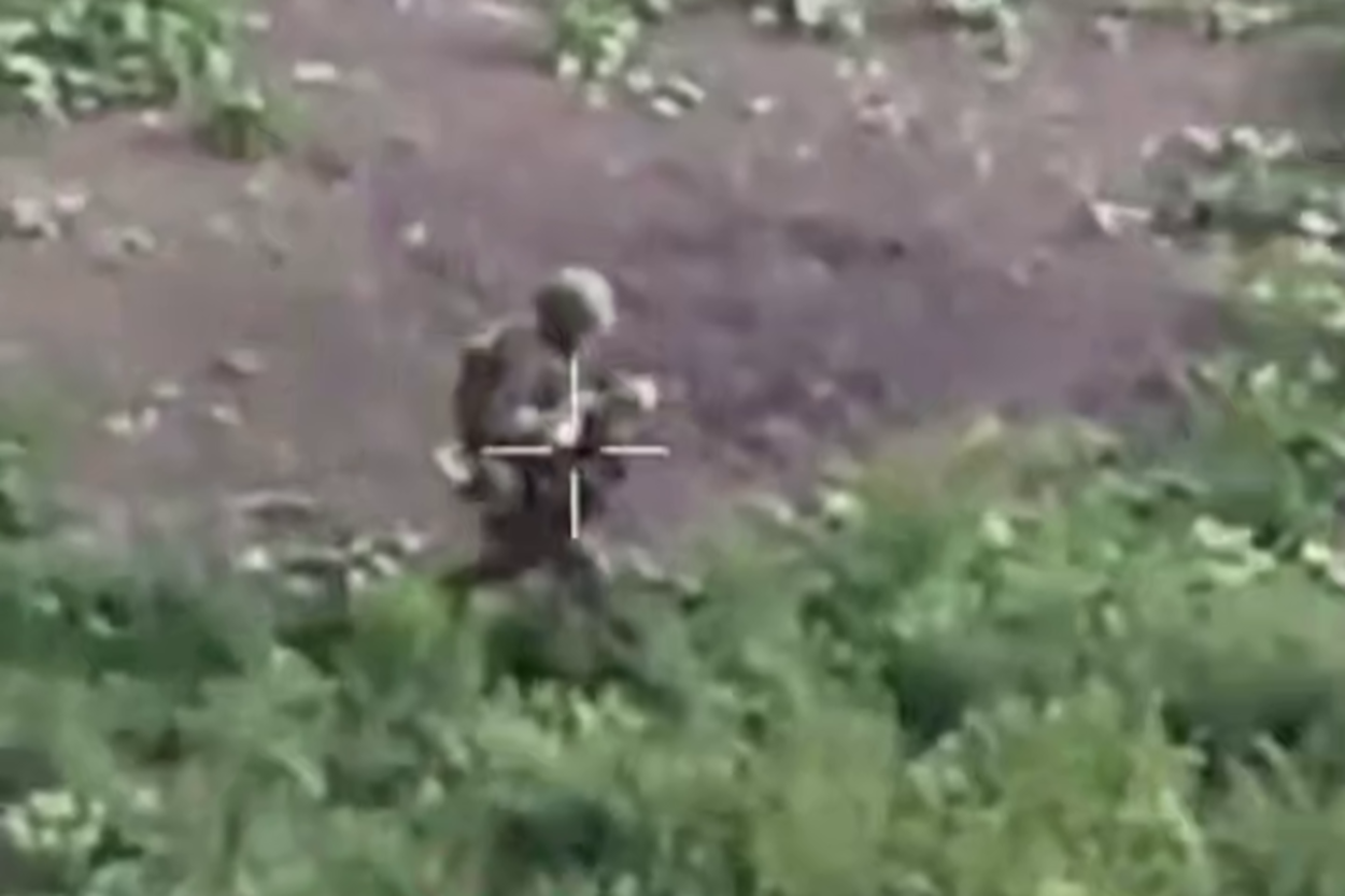 Russian soldier seen by Ukrainian drone before strike, June 2026. Screenshot from video: Madyar