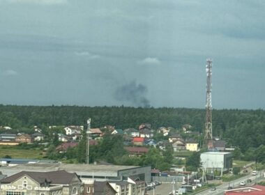moscow's airports shut hours ukrainian drones target russian capital · post smoke raising approaches moscow during drone attack 22 2026 ukraine news reports