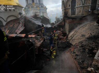 Russian drone strike Geran on Kyiv's Unesko cathedral
