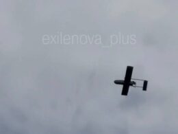 A Ukrainian unmanned aerial vehicle is spotted over Moscow Oblast on 19 June 2026. Source: Exilenova Plus