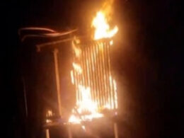 Fire at an electrical substation in Taganrog, Russia following reported sabotage operation from ATESH, 20 June 2026. Photo: ATESH
