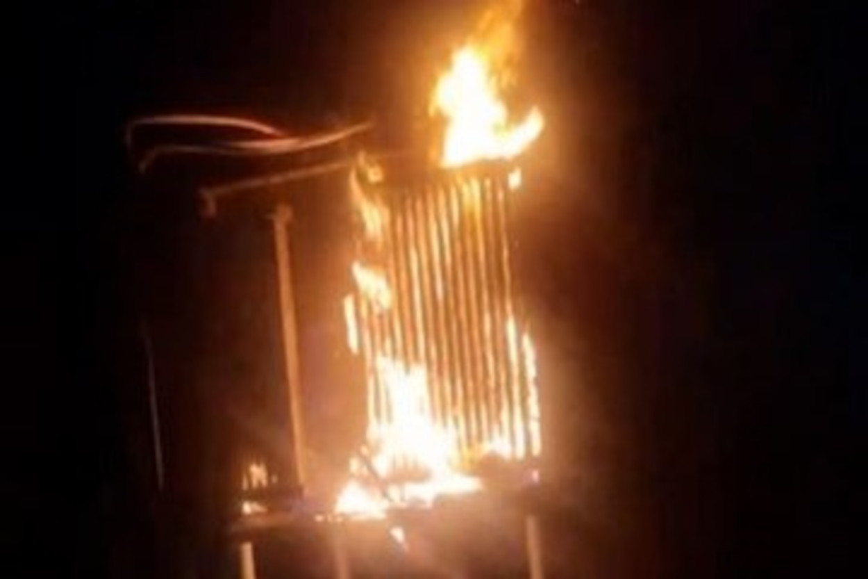 Fire at an electrical substation in Taganrog, Russia following reported sabotage operation from ATESH, 20 June 2026. Photo: ATESH