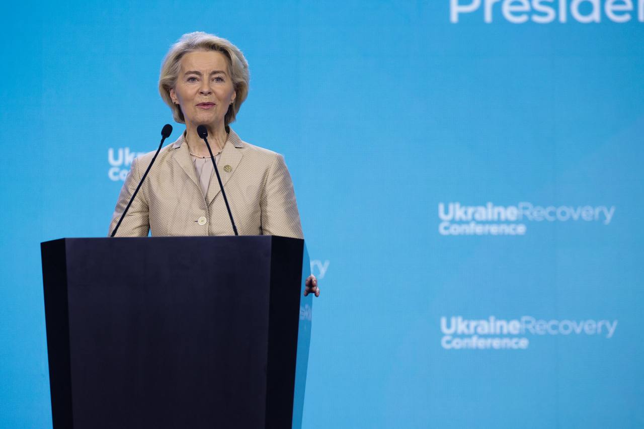 Ursula von der Leyen during the Ukraine Recovery Conference in Gdańsk, Poland. June 2026